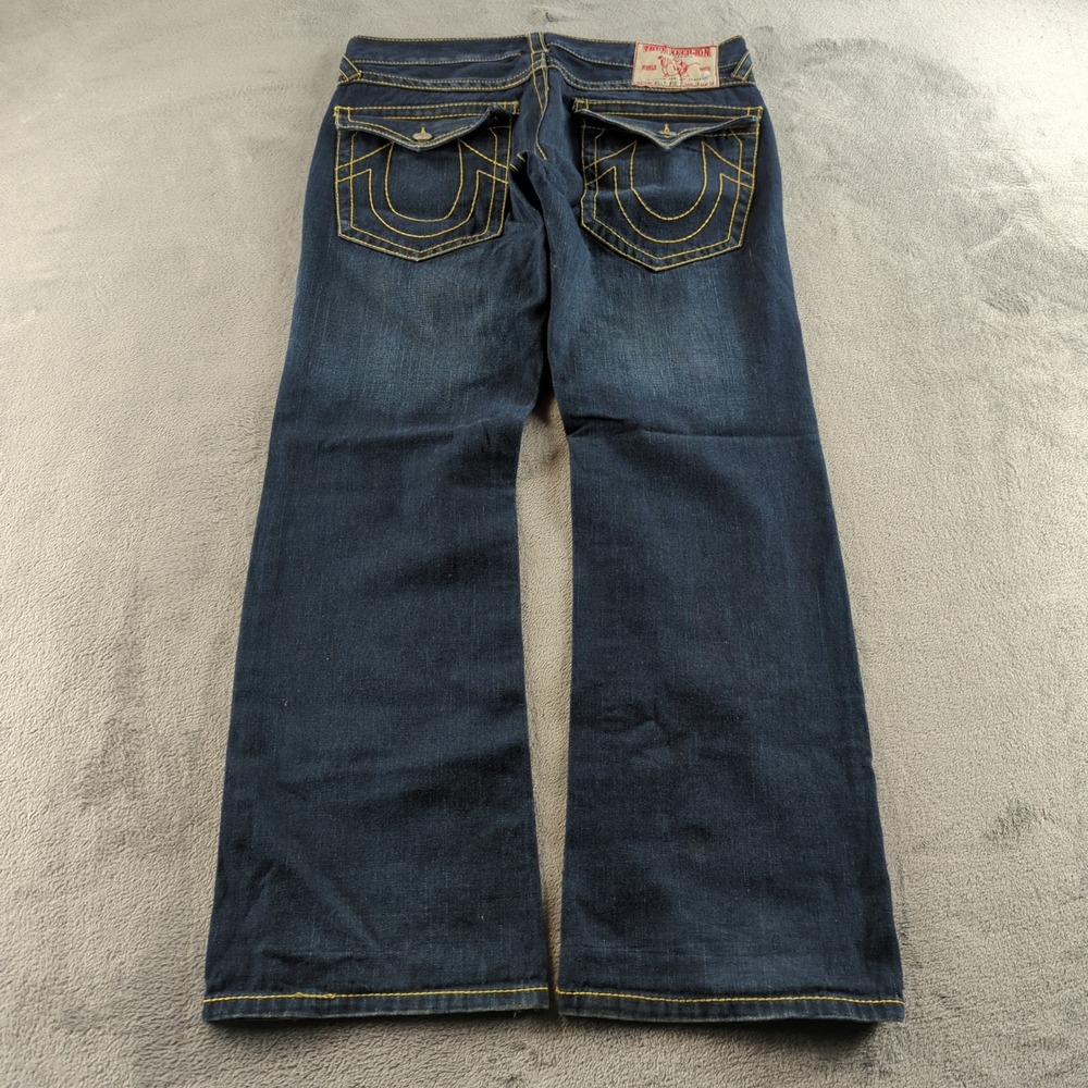 True Religion Billy Big T Jeans 37x34 Blue Contrast Thick Stitching Boot USA